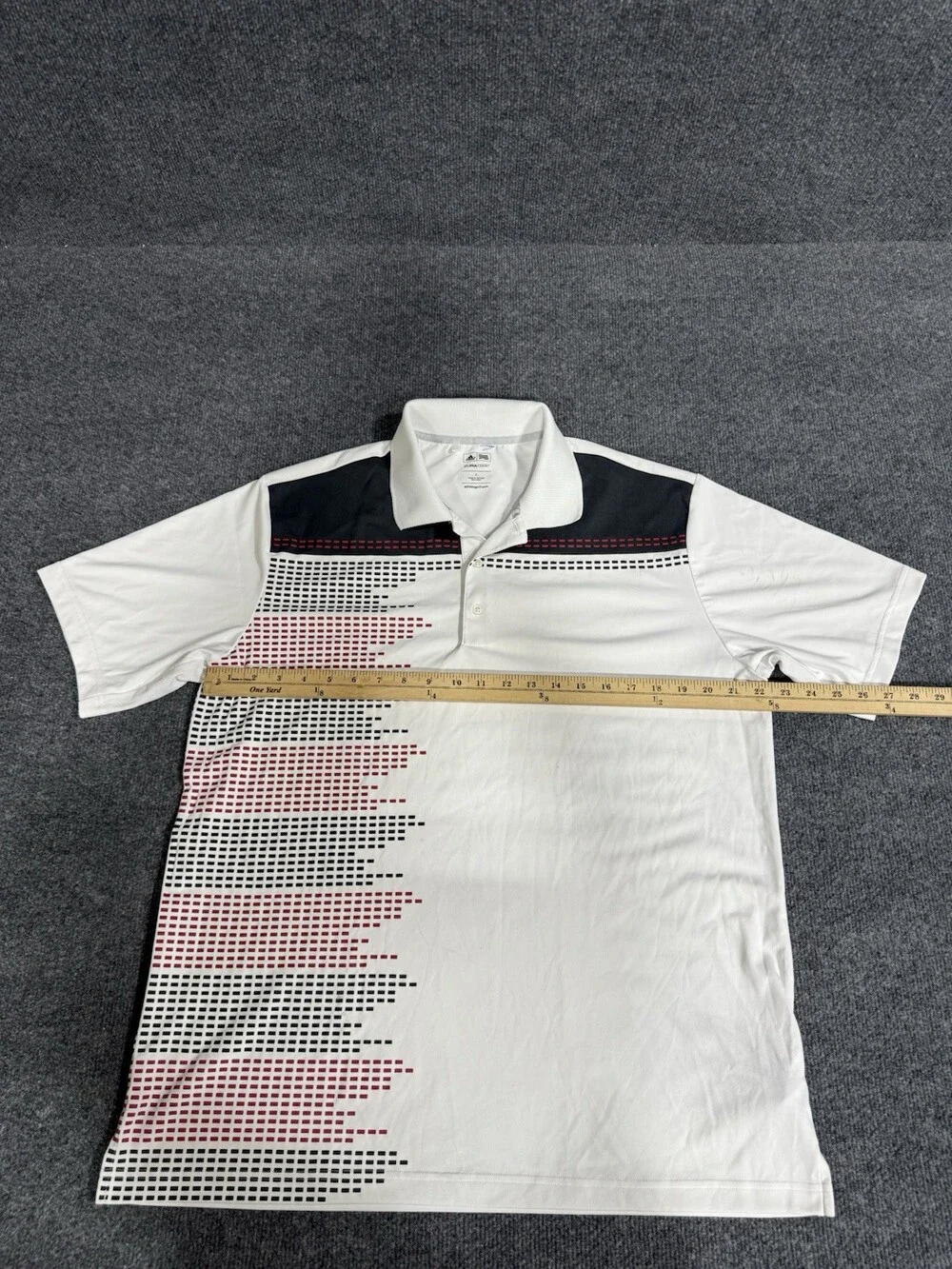 Adidas Golf ClimaCool Mens Large White Black Red Geometric Performance Polo